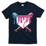 Baseball Drip  Ice Cream Drip Bo.ys Baseball T-Shirt - Navy