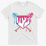 Baseball Drip  Ice Cream Drip Bo.ys Baseball T-Shirt - White