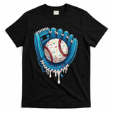 Baseball Drip Ice Cream Sprinkles Baseball Glove T-Shirt - Black