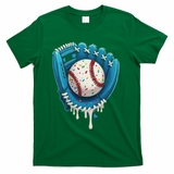 Baseball Drip Ice Cream Sprinkles Baseball Glove T-Shirt - Green