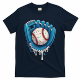Baseball Drip Ice Cream Sprinkles Baseball Glove T-Shirt - Navy