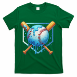 Baseball Dripping Ice Cream Drip Baseball T-Shirt - Green