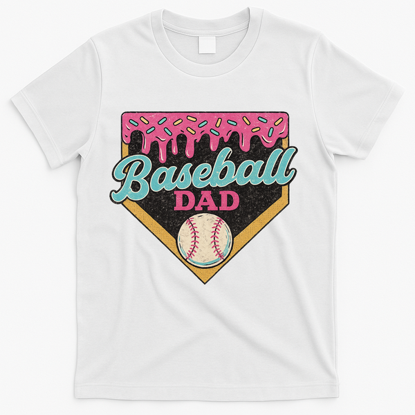 Baseball Dad Ice Cream Drip T-Shirt - White
