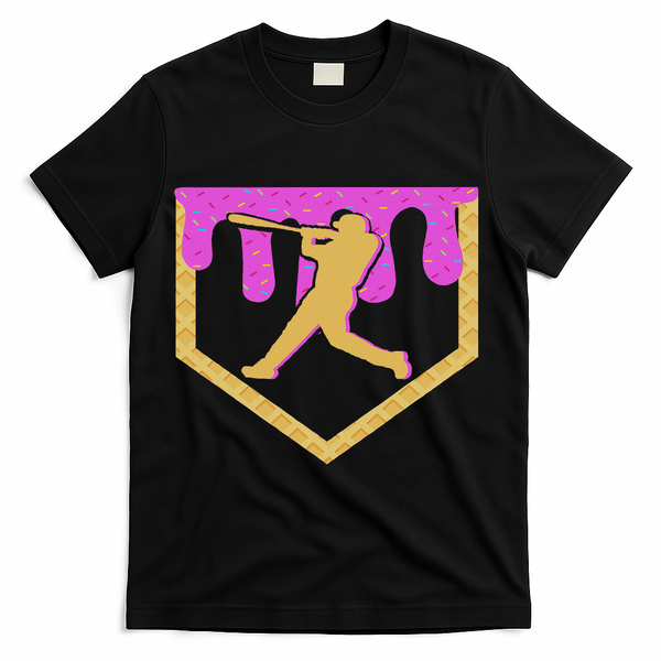 Baseball Drip Ice Cream Sprinkles T-Shirt - Black
