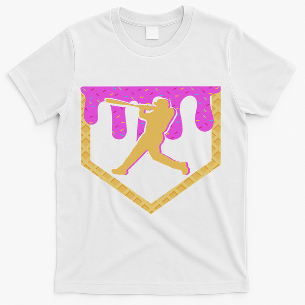 Baseball Drip Ice Cream Sprinkles T-Shirt - White