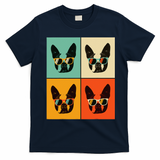 Bostie Dog Lover Gift Funny Boston Terrier With Sunglasses T-Shirt - Navy Blue