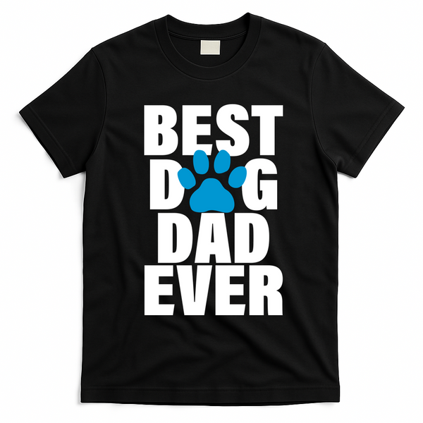 Best Dog Dad Ever Paw T-Shirt - Black