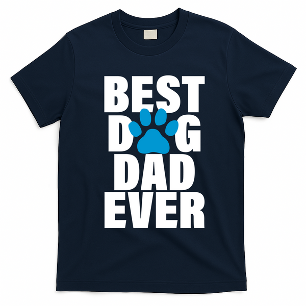 Best Dog Dad Ever Paw T-Shirt - Navy Blue