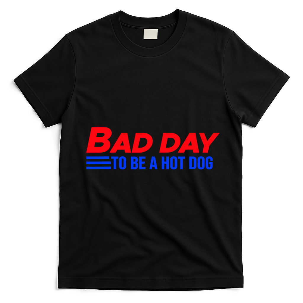 Bad Day To Be A Hot Dog Funny T-Shirt - Black