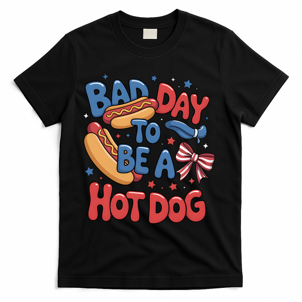 Bad Day To Be A Hot Dog 4th Of July  T-Shirt - Black