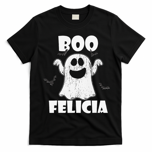 Bye Felicia BOO FELICIA Funny Halloween Ghost T-Shirt - Black