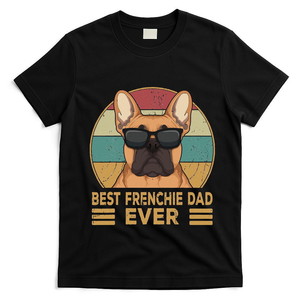 Best Frenchie Dad Ever Funny French Bulldog Dog Owner Gift T-Shirt - Black