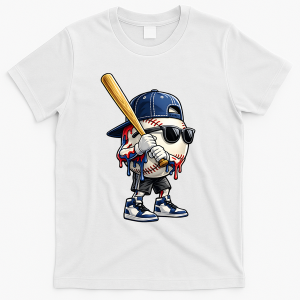 Baseball Fan Drip Ice Cream T-Shirt - White
