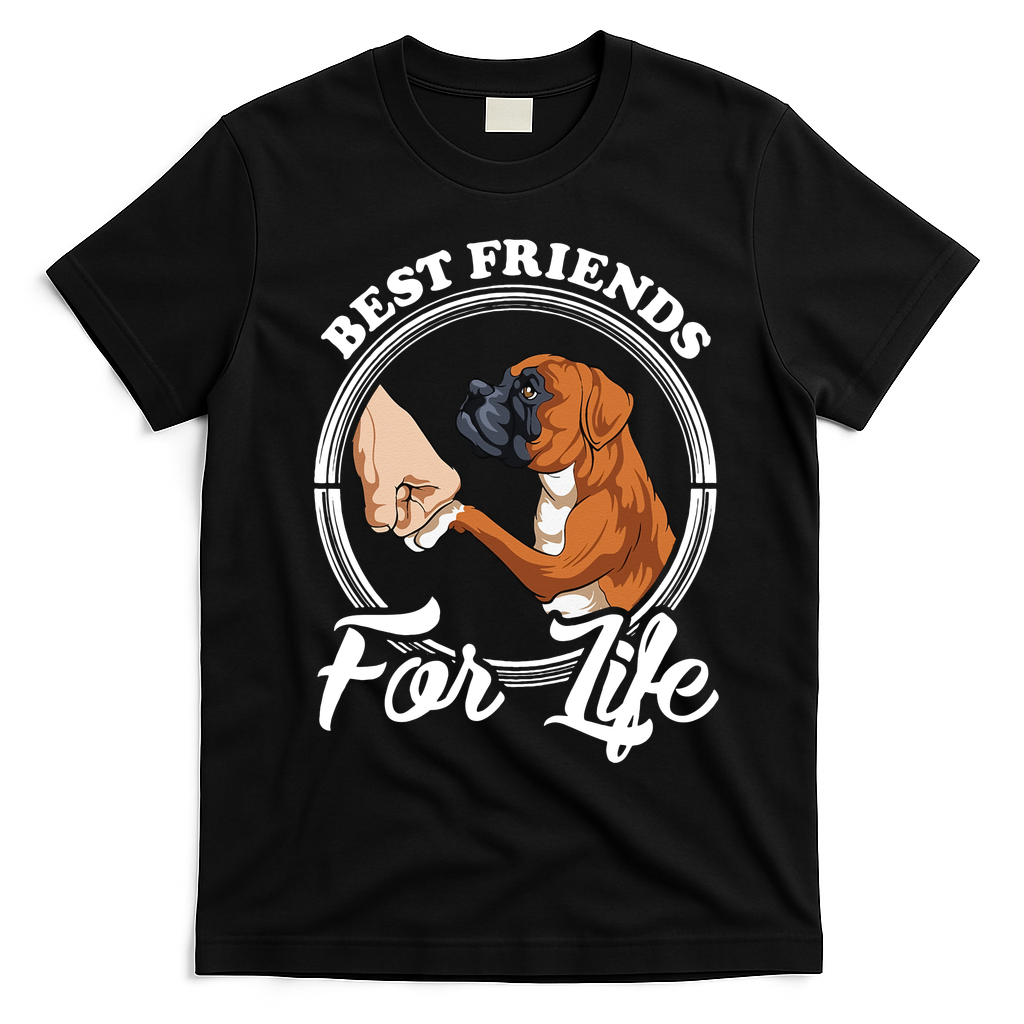 Best Friends For Life Funny Boxer Dog T-Shirt - Black