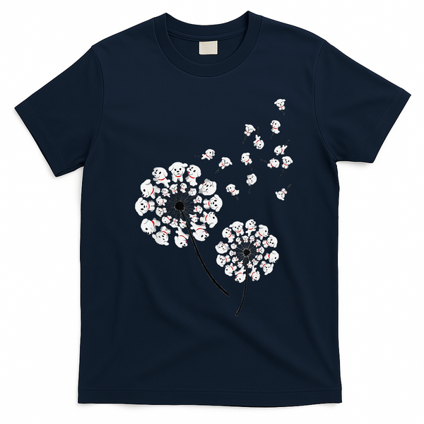 Bichon Frise Flower Fly Dandelion Funny Dog Lover T-Shirt - Navy Blue
