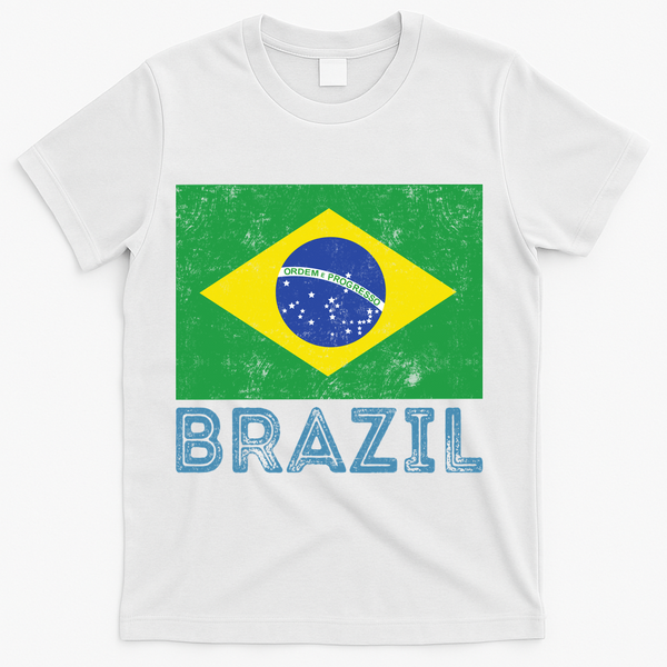 Brazil Flag Pride Graphic Apparel Ordem e Progresso T-Shirt - White