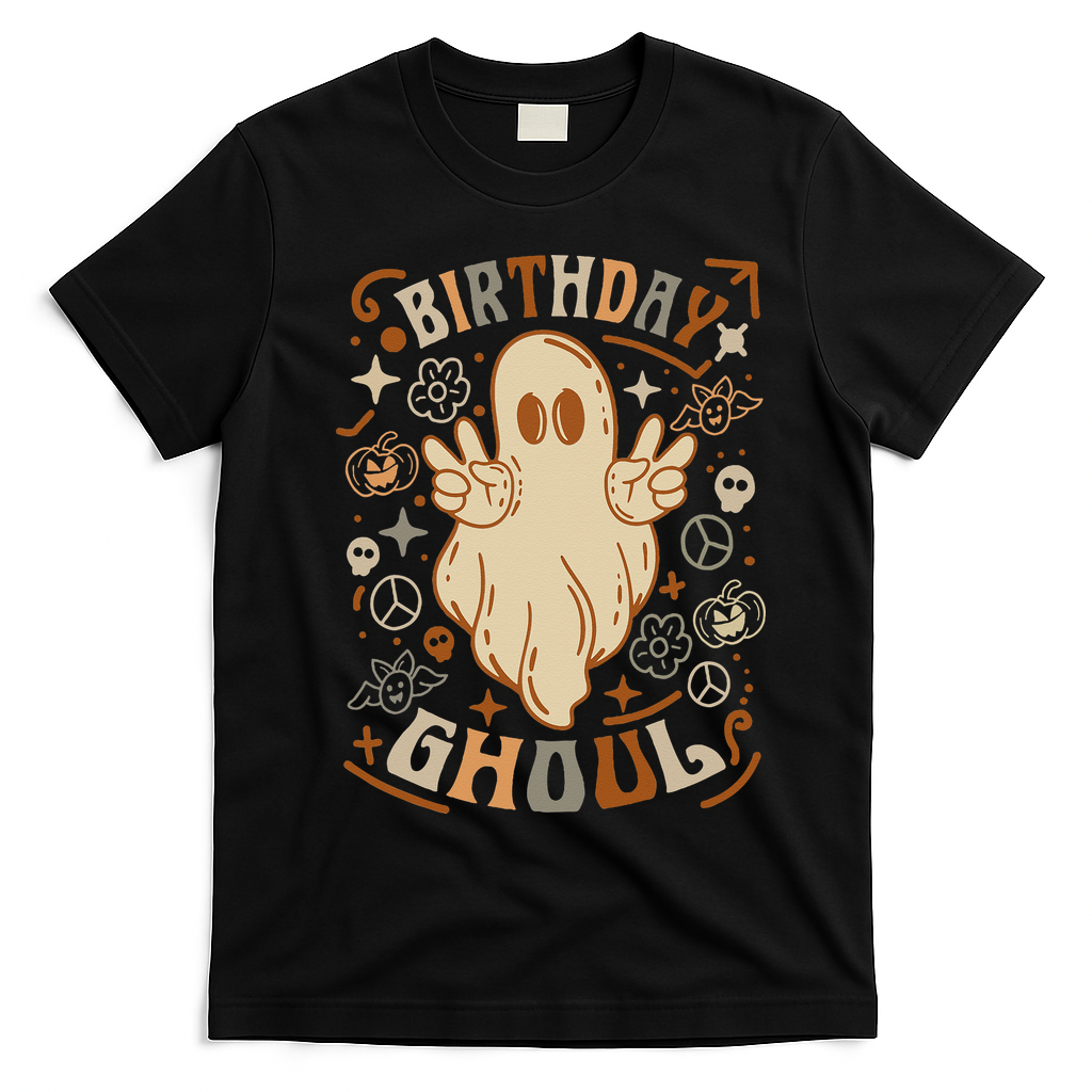 Birthday Ghoul Halloween Ghost BOO T-Shirt - Black