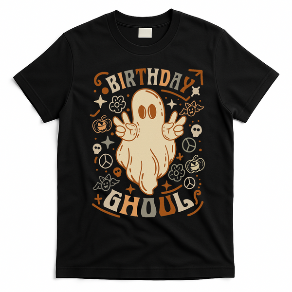 Birthday Ghoul Halloween Ghost BOO T-Shirt - Black