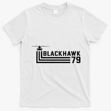 Black Hawk 79 Helicopter Retro T-Shirt - White