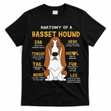 Basset Hound Anatomy Funny Dog Mom Dad Cute Gift T-Shirt - Black