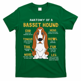 Basset Hound Anatomy Funny Dog Mom Dad Cute Gift T-Shirt - Irish Green