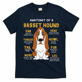 Basset Hound Anatomy Funny Dog Mom Dad Cute Gift T-Shirt - Navy Blue