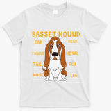 Basset Hound Anatomy Funny Dog Mom Dad Cute Gift T-Shirt - White