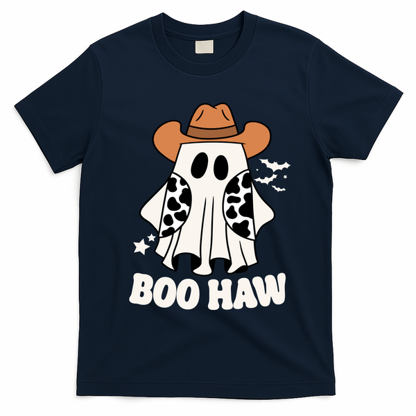 Boo Haw Country Ghost Funny Halloween T-Shirt - Navy Blue