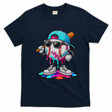 Baseball Happy Colorful Polka Dot Day Ice Cream Drip T-Shirt - Navy Blue