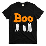 Boo Hanging Ghost Cute Funny Halloween Party T-Shirt - Black