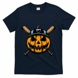 B.A.S.E.B.A.L.L Home Plate Drip Halloween Pumpkin T-Shirt - Navy