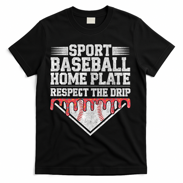 Baseball Home Plate Drip For Who Respect The Drip Ice Cream T-Shirt - Black
