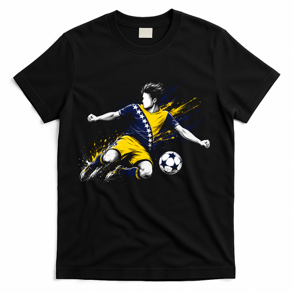 Bosnia Herzegovina Soccer Team Flag T-Shirt - Black