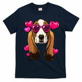 Basset Hound Valentines Day Heart Basset Hound Dog Lover T-Shirt - Navy Blue