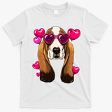 Basset Hound Valentines Day Heart Basset Hound Dog Lover T-Shirt - White