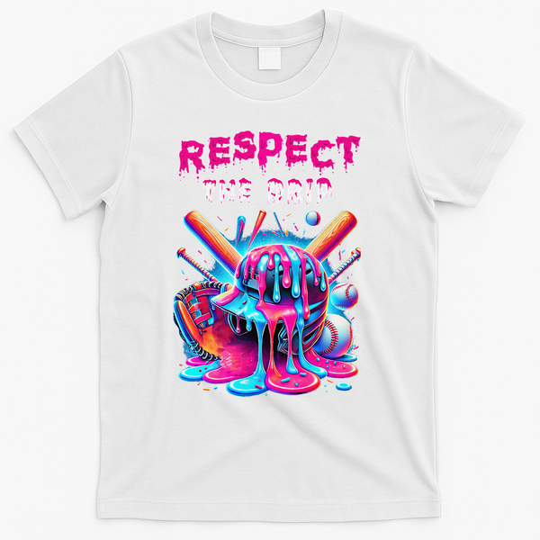 Baseball Ice Cream Drip Respect The Drip Gift T-Shirt - White