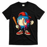 Baseball Ice Cream Drip Sport Game Day Gift T-Shirt - Black