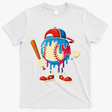 Baseball Ice Cream Drip Sport Game Day Gift T-Shirt - White