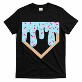 Baseball Ice Cream Dripping Home Plate Drip T-Shirt - Black