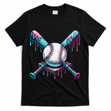 Baseball Ice Cream Drip Baseball T-Shirt - Black