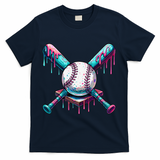 Baseball Ice Cream Drip Baseball T-Shirt - Navy