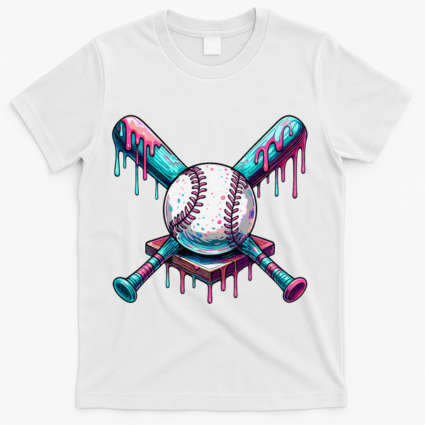 Baseball Ice Cream Drip Baseball T-Shirt - White