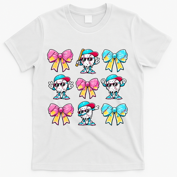 Baseball Ice Cream Drip Coquette T-Shirt - White