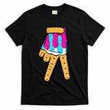 Baseball Ice Cream Drip Home Plate Hand Sign T-Shirt - Black