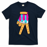 Baseball Ice Cream Drip Home Plate Hand Sign T-Shirt - Navy