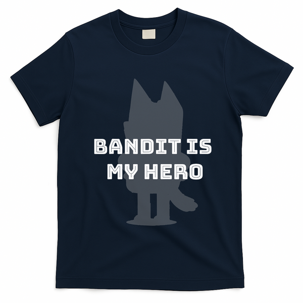 Bandit Is My Hero Funny Show Dad Blue Heeler Dog T-Shirt - Navy Blue