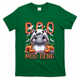 Boo I Mean Moo Deng Halloween Pygmy Hippo Gift T-Shirt - Green