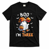Boo IM Three Ghost 3rd Birthday Halloween T-Shirt - Black