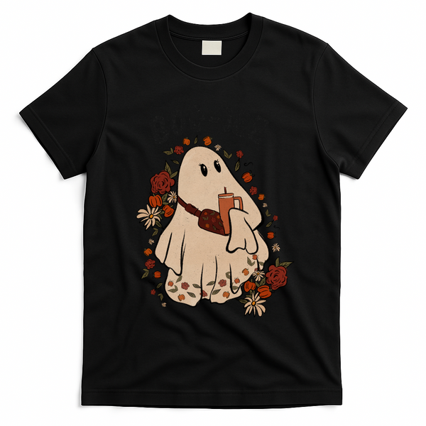 Boo Jee Fall Halloween Ghost Funny T-Shirt - Black