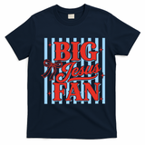 Big Jesus Fan Retro Striped T-Shirt - Navy Blue